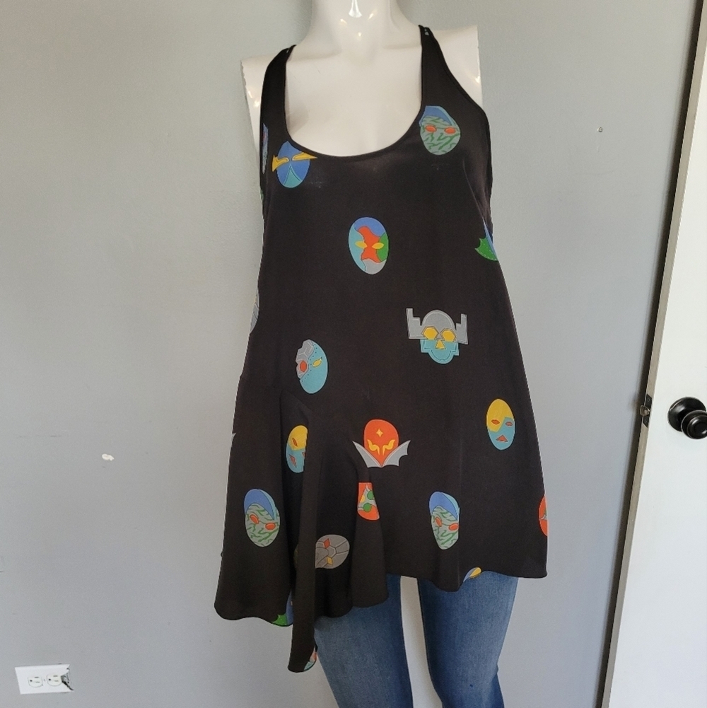 Stella McCartney Superheroes Silk Asymmetrical Tank, VGUC, Size S